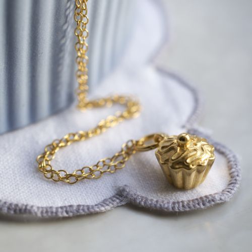 Gold Cupcake Necklace