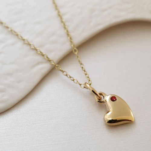 9 Carat Gold and Ruby Warm Heart Charm Necklace