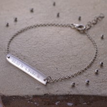 Personalised Silver Horizontal Bar Bracelet