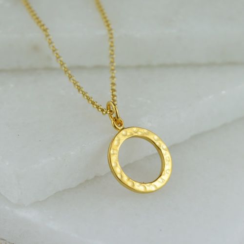 Silver Hammered Ring Necklace (small)