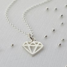 Silver Diamond Charm Necklace