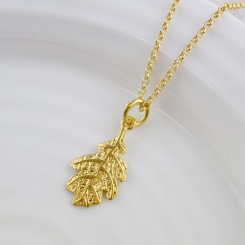 Personalised Gold Oak Leaf Necklace
