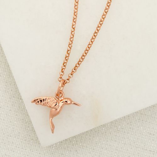 Personalised Rose Gold Hummingbird Necklace