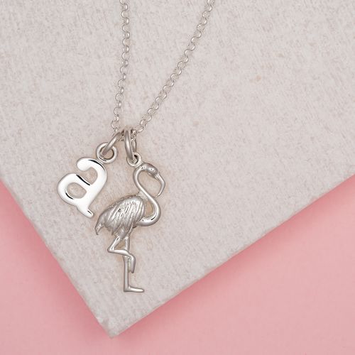 Personalised Silver Flamingo Necklace