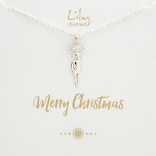 Silver Deer Necklace with 'Merry Christmas' Message