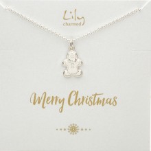 Silver Gingerbread Man Necklace with 'Merry Christmas' Message