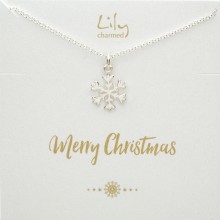 Silver Snowflake Necklace with 'Merry Christmas' Message