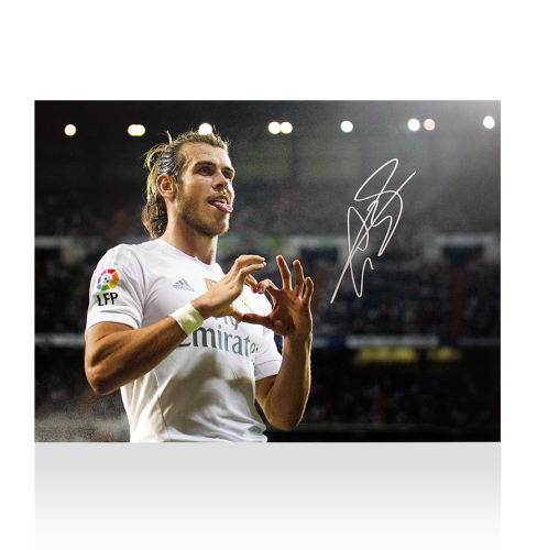 Gareth Bale Signed Real Madrid Photo: Trademark Heart Celebration