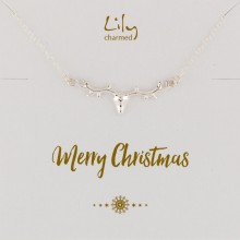 Silver Stag Necklace with 'Merry Christmas' Message