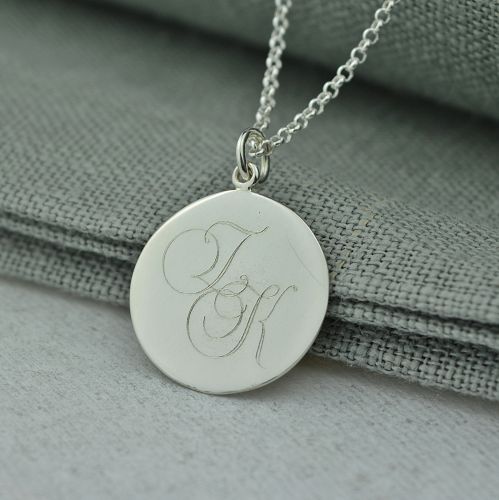 Silver Disc Monogrammed Necklace