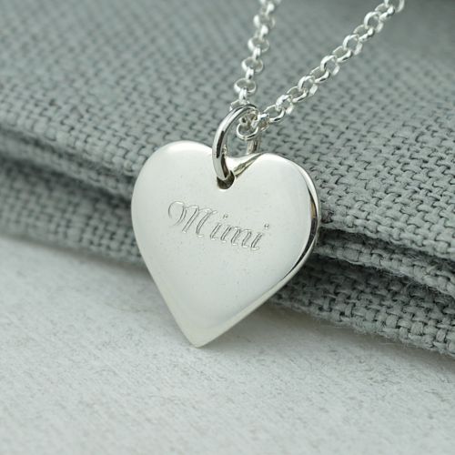 Personalised Necklace: Engraved Silver Heart (Medium)