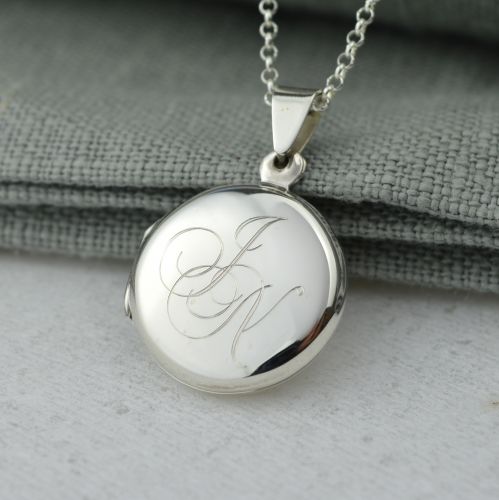 Personalised Necklace: Silver Circle Monogrammed Locket