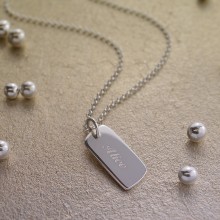Engraved Necklace: Silver Tag (Small)
