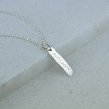 Engraved Necklace: Silver Bar (Small)