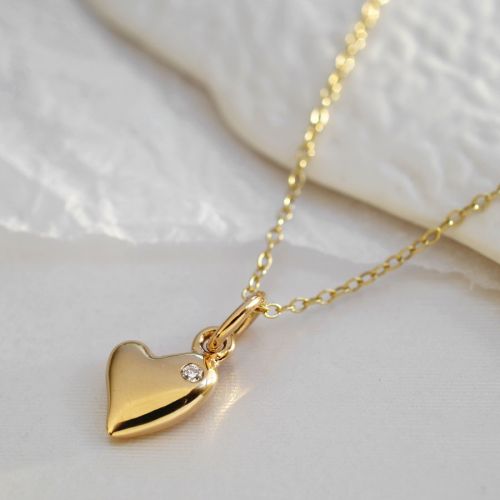 9 Carat Gold and Diamond Warm Heart Charm Necklace
