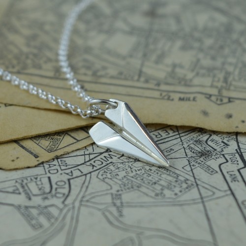 Silver Paper Plane Necklace
