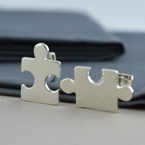 Jigsaw Puzzle Silver Cufflinks
