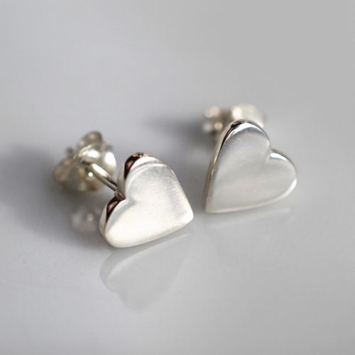 Silver Heart Stud Earrings