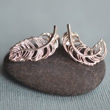 Silver Feather Stud Earrings (Mismatched)