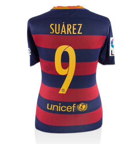 Luis Suarez Signed and Match Worn Barcelona 2015-16 Home Shirt: El Clasico Predator