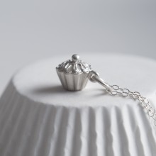 Silver Cupcake Necklace