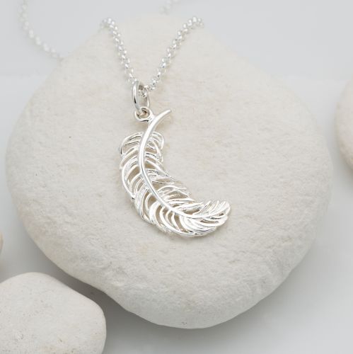 Silver Feather Necklace (large)