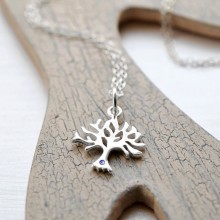 Silver and Sapphire Tree Necklace