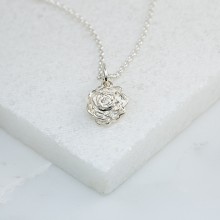 Personalised Silver Rose Necklace