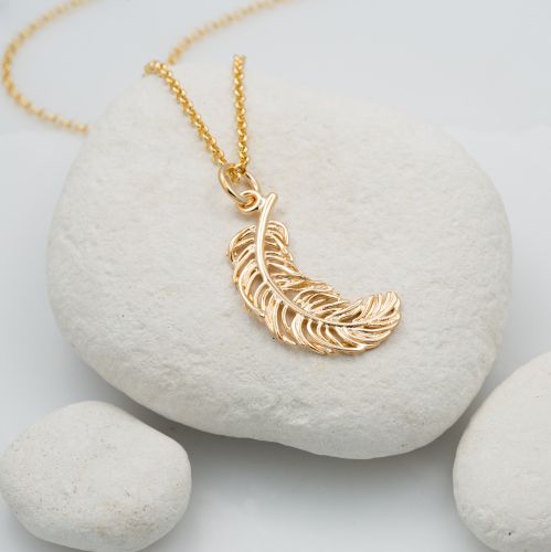 Gold Feather Necklace (large)