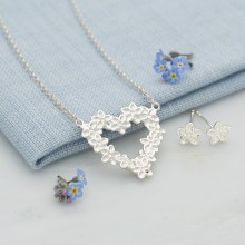 Silver Forget Me Not Jewellery Set With Stud Earrings
