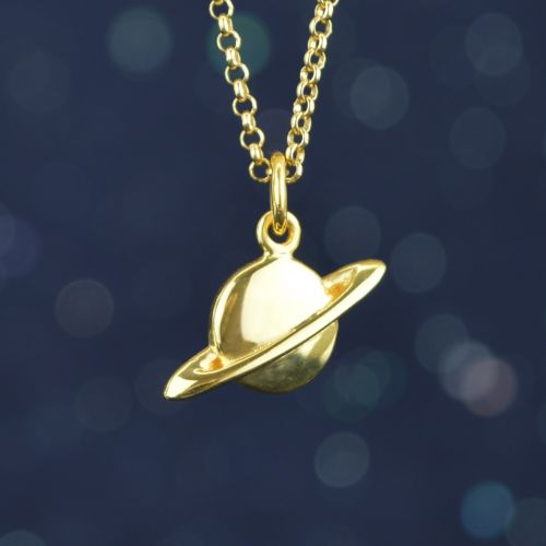 Gold Planet Charm Necklace