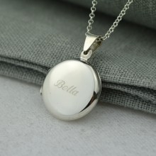 Personalised Necklace: Engraved Silver Round Locket