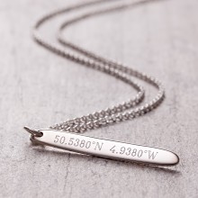 Engraved Necklace: Silver Bar (Long)