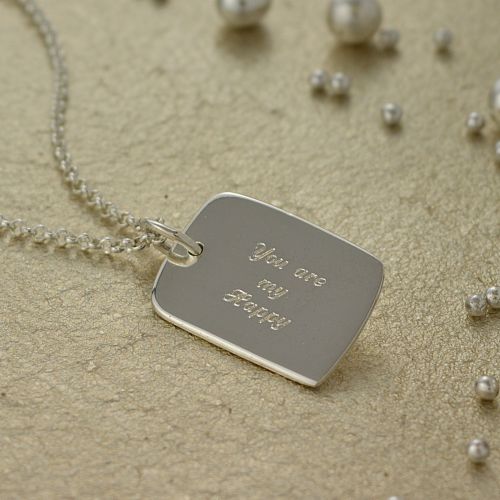Engraved Necklace: Silver Tag (Medium)